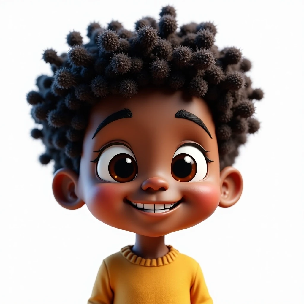 Jeune garçon noire, cheuveux crépus entrain de sourire